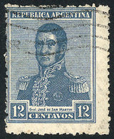 ARGENTINA: GJ.518, 1920 San Martín 12c. With FISCAL SUN Watermark, Used, Very Fine Quality, Rare, Catalog Value US$200. - Sonstige & Ohne Zuordnung