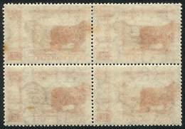 ARGENTINA: GJ.757a, 1935/52 30c. Sheep, Block Of 4 With Variety: DOUBLE IMPRESSION, ONE ON BACK (in Positive), Extremely - Sonstige & Ohne Zuordnung