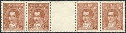 ARGENTINA: GJ.795EV, Horizontal GUTTER Strip Of 4, Unmounted, Excellent Quality, Catalog Value US$75 + 30% - Other & Unclassified