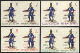 ARGENTINA: GJ.1325P, 1965 Army Day, IMPERFORATE PAIR. Also 3 Other Imperforate Pairs In Different Colors (proofs), Excel - Other & Unclassified