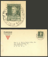 ARGENTINA: Cover Used In 1932, Franked With 10c. San Martín W/o Period, With Triangle "M" Perfin Of Casa Mayon SA, VF Qu - Sonstige & Ohne Zuordnung