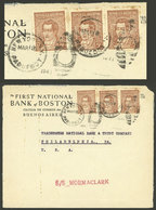 ARGENTINA: Cover Used In 1941, Franked With Strip Of 3 Of 5c. Moreno With "FNB" Perfin Of First National Bank Of Boston, - Sonstige & Ohne Zuordnung