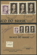 ARGENTINA: Cover Sent To Brazil In 1953 Franked With 3.40P. Eva Perón, All The Stamps With "BNA" Perfin Of Banco De La N - Sonstige & Ohne Zuordnung