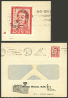 ARGENTINA: Cover Used In 1955 Franked With 4P. San Martín With "SH" Perfin Of Sanz Hnos., VF Quality!" - Otros & Sin Clasificación