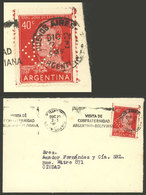ARGENTINA: Cover Franked With 40c. San Martín With Diamond "F" Perfin Of Faustino Fano SRL, VF Quality!" - Sonstige & Ohne Zuordnung