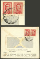 ARGENTINA: Cover Franked With Pair 2P. San Martin Typographed, With "MAA" Perfin Of Manufactura Algodonera Argentina SA, - Otros & Sin Clasificación