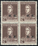 ARGENTINA: GJ.492a, Block Of 4, One With Period, Excellent Quality! - Oficiales