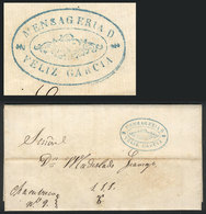 ARGENTINA: Entire Letter Dated TRES NARANJOS 28/FE/1859, Sent To Buenos Aires, With A Very Nice Blue Rococo Mark Of STAG - Vorphilatelie
