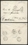 ARGENTINA: French Offices In Buenos Aires: Cover Posted To Gaulnes On 8/JUL/1877 By French Mail, Sent Collect, With Good - Vorphilatelie