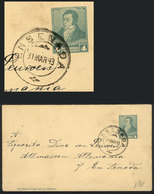 ARGENTINA: 4c. Rivadavia Postal Card Used In Ensenada On 31/MAR/1893, With Very Rare Double Circle Datestamp With Orname - Vorphilatelie