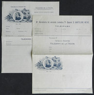 ARGENTINA: Forms For SPECIAL TELEGRAMS Commemorating The 80th Anniversary Of Gral. Bartolomé Mitre, Year 1901, VF Qualit - Vorphilatelie