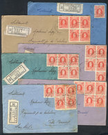 ARGENTINA: 6 Registered Covers Sent From BANFIELD To Villa Mercedes Between 1926 And 1927 With Attractive Postages Of 25 - Vorphilatelie