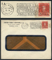 ARGENTINA: Cover Used In Buenos Aires On 29/OC/1927, Franked 5c. And Machine Cancel With Slogan Cancel: "COSTES AND LE B - Vorphilatelie