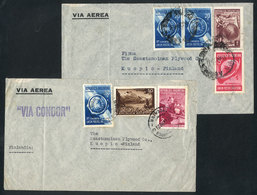 ARGENTINA: 2 Airmail Covers Sent To Finland In AP/1939, Franked With Stamps Of The UPU Issue (GJ.823 + 825 + 827/829), V - Vorphilatelie