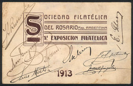 ARGENTINA: PC Commemorating The 1st Philatelic Exposition Of The Philatelic Society Of Rosario, Year 1913, With Several  - Argentinien