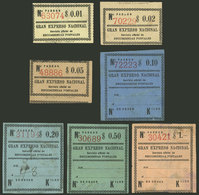 ARGENTINA: LABELS For Parcel Posts Of GRAN EXPRESO NACIONAL, Complete Set Of 7 Values, With Defects But Of Fine Appearan - Sonstige & Ohne Zuordnung