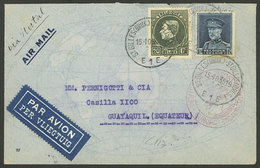 BELGIUM: 15/OC/1935 St.Gilles - Ecuador, Airmail Cover Flown By German DLH Franked With 21.75Fr., And Arrival Backstamp  - Briefe U. Dokumente