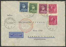 BELGIUM: 14/JUL/1936 Antwerpen - Argentina, Airmail Cover Sent By German DLH Franked With 18.75Fr., On Back Transit Mark - Covers & Documents