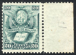 BOLIVIA: Sc.22, 1878 20c. Green, Mint Original Gum With Sheet Margin, VF Quality, Catalog Value US$45. - Bolivie
