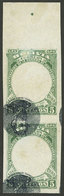 BOLIVIA: Sc.92a, 1910 5c. In IMPERFORATE Pair And With CENTER INVERTED, Mint Without Gum - Bolivien