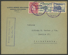 BOLIVIA: 23/NO/1929 La Paz - Cochabamba, L.A.B. First Flight, Cover With Arrival Backstamp, Very Nice! - Bolivia