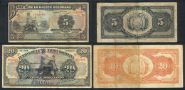 BOLIVIA: 2 Old Banknotes, Very Interesting! - Bolivie