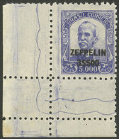BRAZIL: Sc.C29, 1932 Zeppelin 3.500r, Corner Single, MNH, With Double Perforation Below Producing A Small Label, VF - Posta Aerea