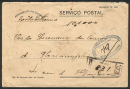 BRAZIL: Official Cover Posted By Registered Mail On 3/JA/1932, Stampless, From Santa Catharina To Florianopolis, Very Ni - Lettres & Documents