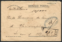 BRAZIL: Official Cover Posted By Registered Mail On 3/JA/1932, Stampless, From Santa Catharina To Florianopolis, Very Ni - Storia Postale