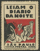 BRAZIL: ROAD TRAFFIC SAFETY: Old Cinderella With Text "Read The Newspaper At Night", Interesting!" - Erinnophilie