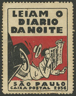 BRAZIL: ROAD TRAFFIC SAFETY: Old Cinderella With Text "Read The Newspaper At Night", Interesting!" - Vignetten (Erinnophilie)