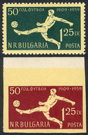 BULGARIA: Sc.1068, Perforated + Imperforate, 1959 Football, MNH, VF Quality! - Ongebruikt