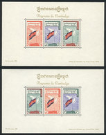 CAMBODIA: Sc.90a + 90b, 1960 Flags And Peace Pigeon, Set Of 2 Souvenir Sheets, MNH, VF Quality! - Kambodscha