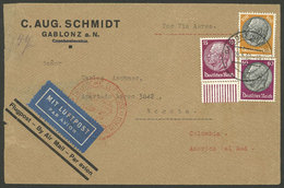 CZECHOSLOVAKIA: 9/MAY/1939 GABLONZ - Colombia, Airmail Cover Dispatched During The Annexation To Germany With German Fra - Briefe U. Dokumente