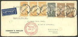 DENMARK: 5/AP/1935 Kjobenhavn - Brazil, Airmail Cover Franked With 2.80Kr. Sent By Germany DLH, On Back Transit Mark Of  - Brieven En Documenten