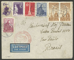 DENMARK: 16/JA/1939 Kobenhavn - Brazil, Airmail Cover Sent By German DLH Franked With 2.60Kr., Transit Backstamp Of Fran - Briefe U. Dokumente