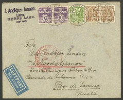 DENMARK: 30/MAY/1939 Norre - Rio De Janeiro, Airmail Cover Sent Via German (DLH) Franked With 2.60Kr., With Berlin Trans - Briefe U. Dokumente