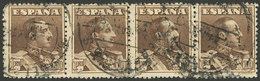 SPAIN: Sc.344, 1922 10P., Used Strip Of 4, VF Quality! - Gebruikt