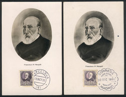 SPAIN: 2 Maximum Cards Of 1933 And 1935, Francisco PI MARGALL, Politician And Writer, VF - Maximumkarten