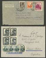 SPAIN: 11/JA And 30/OC/1935 Madrid And Barcelona To Argentina, Couple Of Airmail Covers Franked With 4.55 And 4.60Ptas., - Briefe U. Dokumente