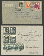 SPAIN: 11/JA And 30/OC/1935 Madrid And Barcelona To Argentina, Couple Of Airmail Covers Franked With 4.55 And 4.60Ptas., - Cartas & Documentos