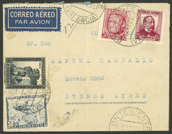 SPAIN: 12/NO/1935 Onteniente (Valencia) - Argentina, Airmail Cover Flown By DLH From Sevilla To Natal And From There To  - Brieven En Documenten