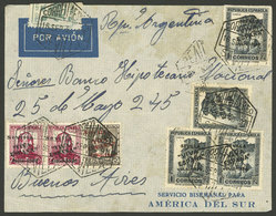 SPAIN: 16/SE/1939 Sevilla - Argentina, Airmail Cover With Very Nice Postage Overprinted "SEVILLA - VIVA ESPAÑA - JULIO 1 - Briefe U. Dokumente