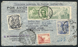 SPAIN: Airmail Cover (it Contained A Sample Of Imitation Pearls!) Sent From Barcelona To Argentina On 12/OC/1945, Intere - Cartas & Documentos