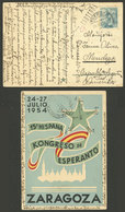 SPAIN: Spectacular Postcard Of The 15th ESPERANTO Congress Held In Zaragoza, Sent To Mendoza (Argentina) On 25/JUN/1954, - Briefe U. Dokumente