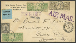 UNITED STATES: 7/DE/1936 New York - Argentina, Registered Airmail Cover Franked With 70c., Buenos Aires Arrival Backstam - Cartas & Documentos