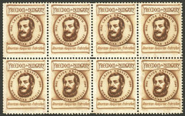 UNITED STATES: "Freedom For Hungary" Cinderella Printed By The American Hungarian Federation, Block Of 8 Mint Without Gu - Erinofilia