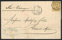 FRANCE: Entire Letter Sent From Lormont To Buenos Aires On 5/DE/1882 By Steamer 'Orenoque', Franked With 25c., VF Qualit - Otros & Sin Clasificación