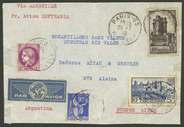 FRANCE: SAMPLES WITHOUT VALUE:  26/JUL/1939 Paris - Argentina, Airmail Cover Sent By DLH Franked With 18.90Fr., With Arr - Autres & Non Classés