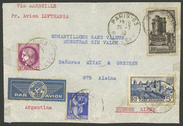 FRANCE: SAMPLES WITHOUT VALUE:  26/JUL/1939 Paris - Argentina, Airmail Cover Sent By DLH Franked With 18.90Fr., With Arr - Altri & Non Classificati